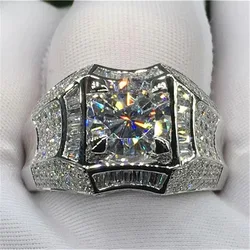 14K Gold 3 Carats Diamond Ring for Men Rock 14k Gold Jewelry Anillo Esmaltado Silver 925 Jewelry Bague Diamant Bizuteria Rings