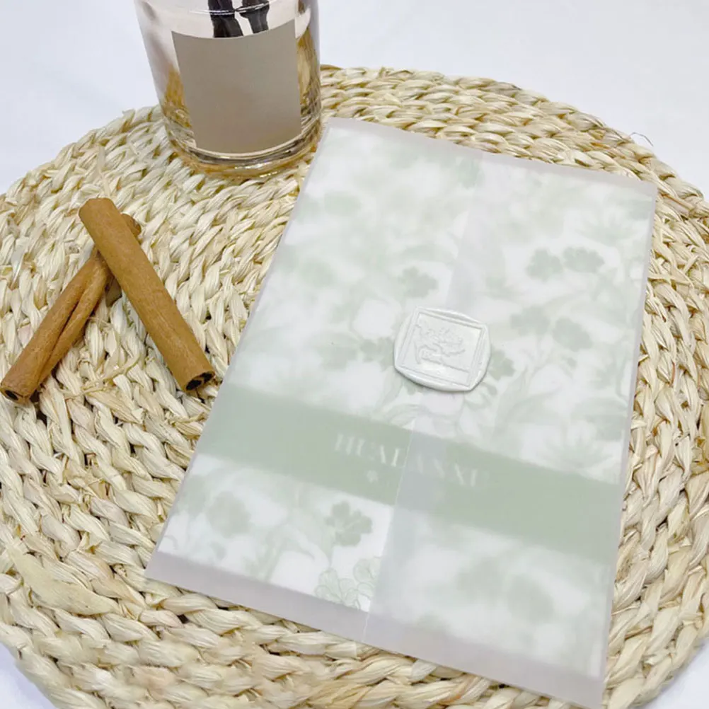 

Pre-folded Envelope Invited Glassine Envelopes Kraft Paper Clear Invitation Band