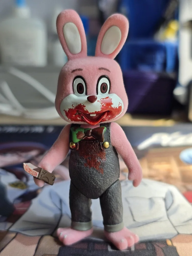 

original GECCO 9.5CM Flocked Ornament Silent Hill 3 Robbie Rabbit four colors: pink, blue, and black toy collectible toy