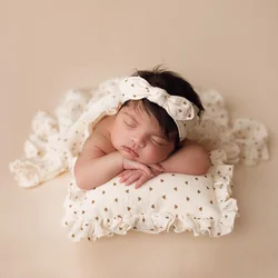 Newborn Props For Photography Soft Skin Friendly Double-Layer Cotton Blanket/Lace Pillow/Headband Photography Accessories