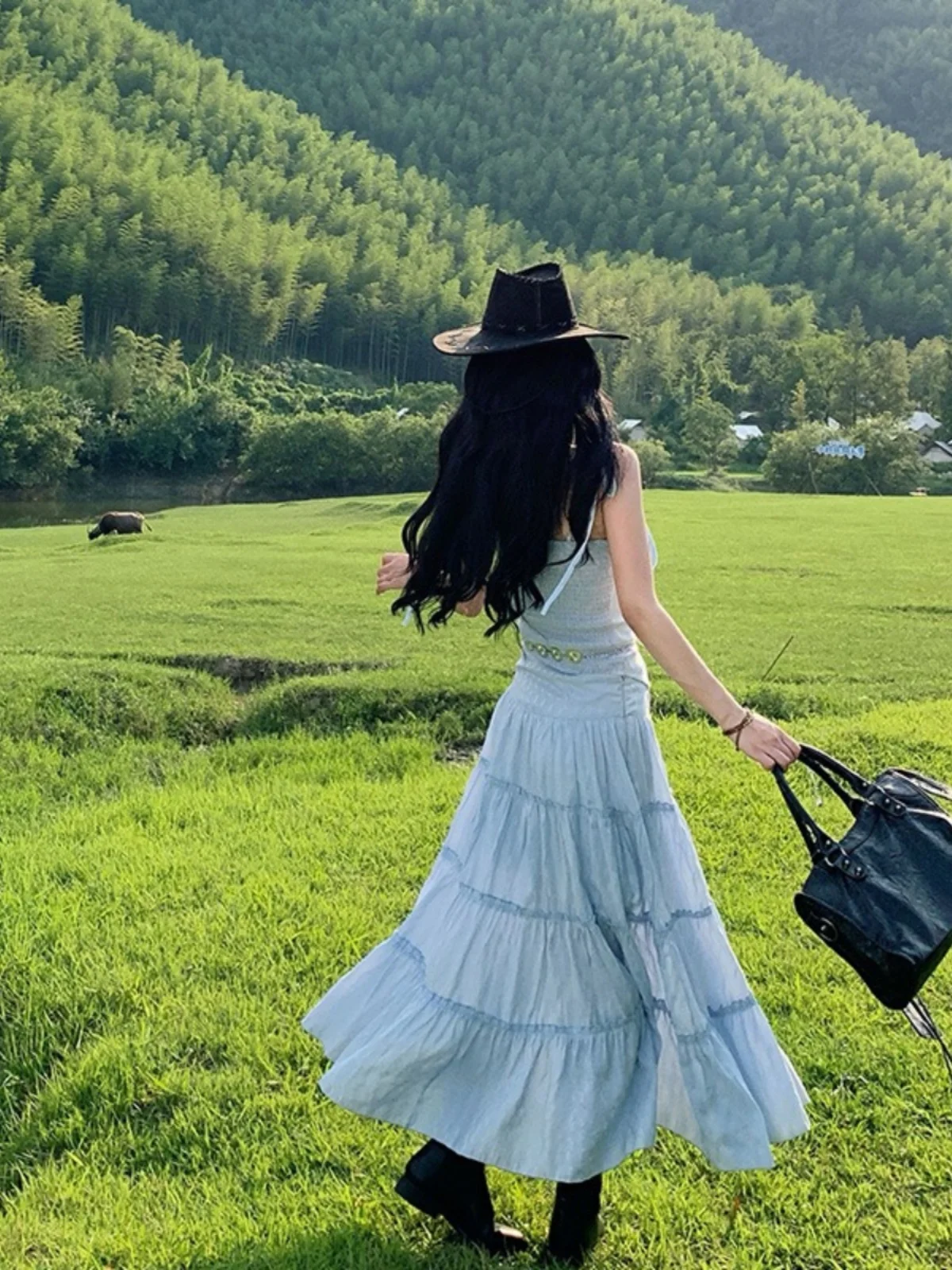 Vaion Reisoutfit Ele f Rok Set Tweedelig pak Strandfoto oot Strandrok Lange Sve Polyestervezel