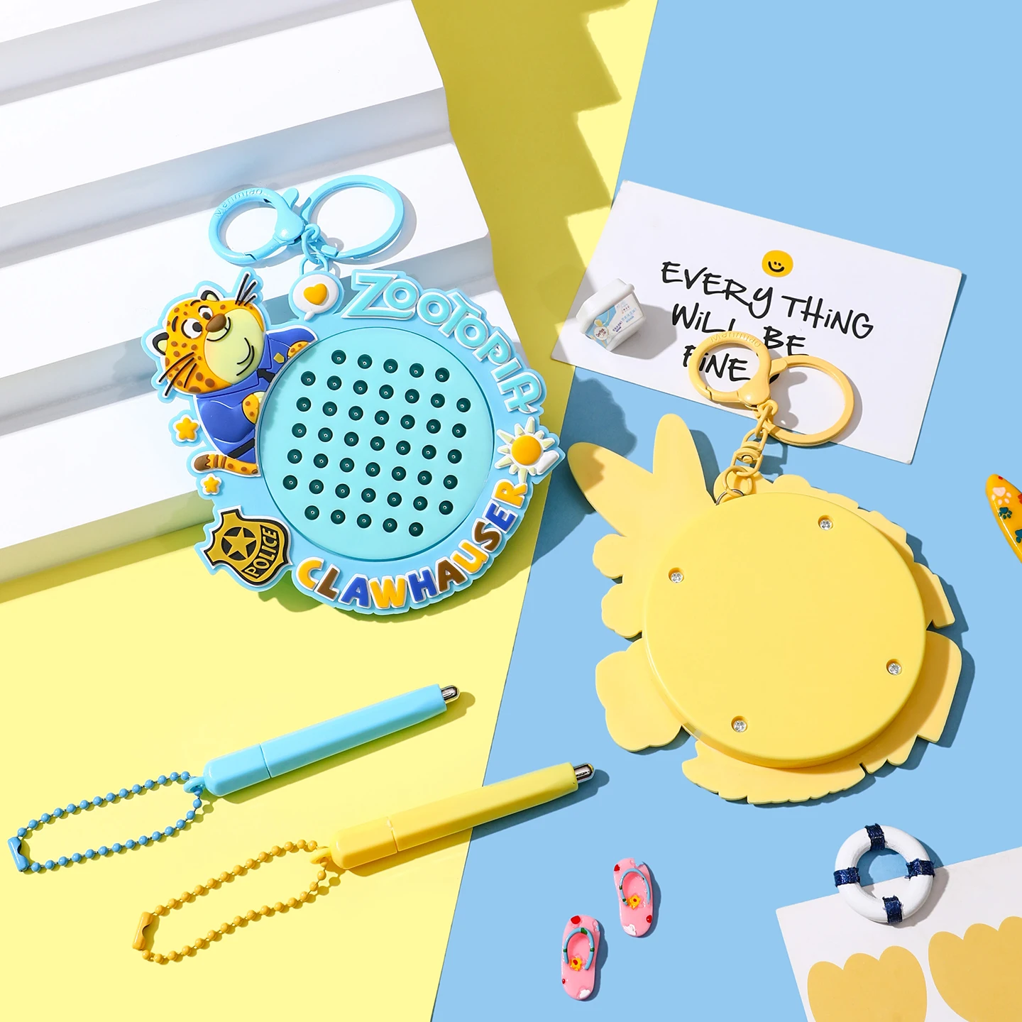 Gantungan kunci kartun Disney Zootopia Judy Nick, papan gambar bola baja magnetik, gantungan kunci mobil liontin ransel yang indah dan lucu