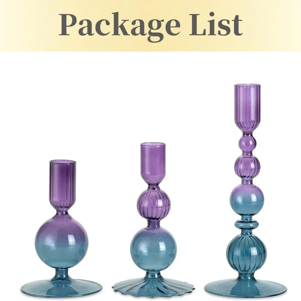 NONE 3 Stück Kerzenhalter aus Glas, konische Kerzenhalter aus Glas, grooviger, gewellter, eleganter Kerzenständer für die Party-Dekoration zu Hause 7