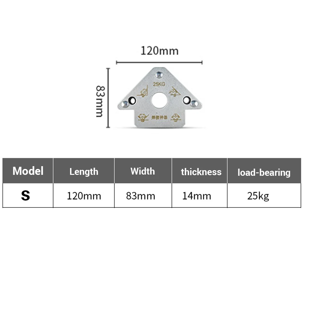 1 Pcs S size Arrow Welding Fixer Magnetic Welding Fixer With Positioner Hole 25kg 45° 90° 135° Multi-angle Magnet Locator Tools