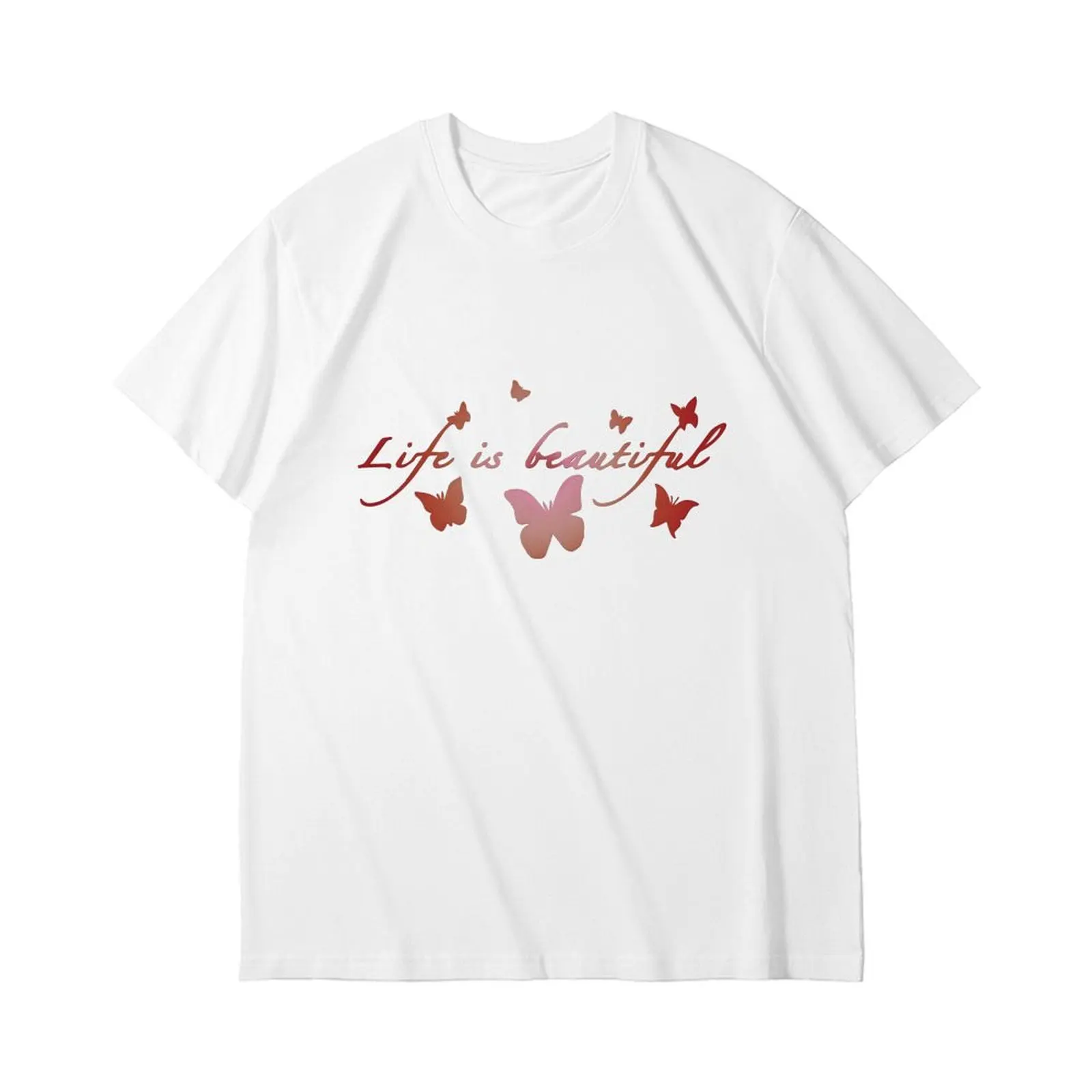 Y2k موضة تي شيرت غير رسمي 2025 ملابس امرأة بلوزات مستديرة العنق الشارع الشهير الفتيات الربيع الصيف قصيرة الأكمام تي شيرت ملابس امرأة