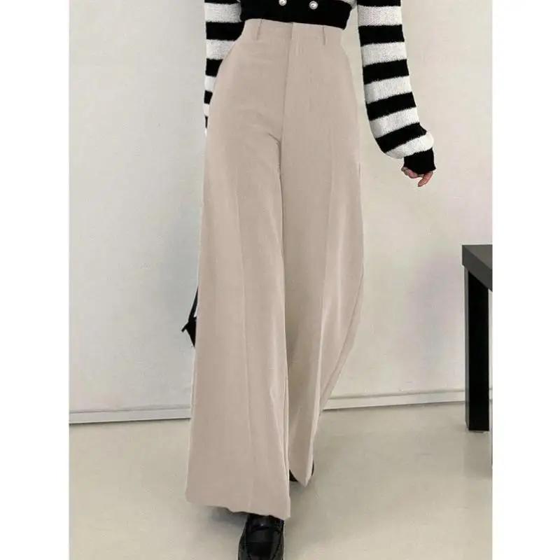 กางเกงขายาวทรงหลวมสำหรับผู้หญิง สีพื้น เรียบง่าย สวมใส่สบาย แฟชั่น ไซส์ใหญ่