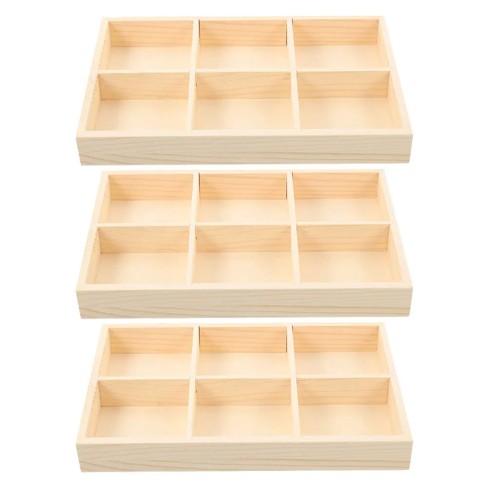 

Wooden Desk Organizer Box 3pcs Pine Craft Storage Tray Sorting Bin Workstation Organizer for Office Supplies and Tools