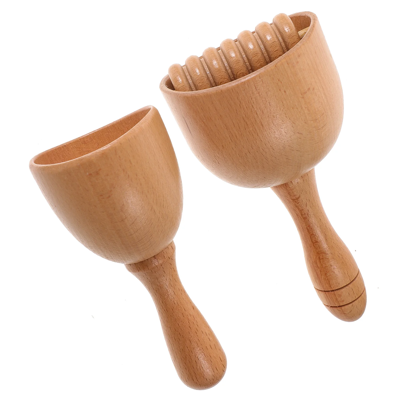 2 Pcs Massage Scraper Massager Handheld Cup Lymph Roller For Muscle Tool Back Home Body Wooden Stretching