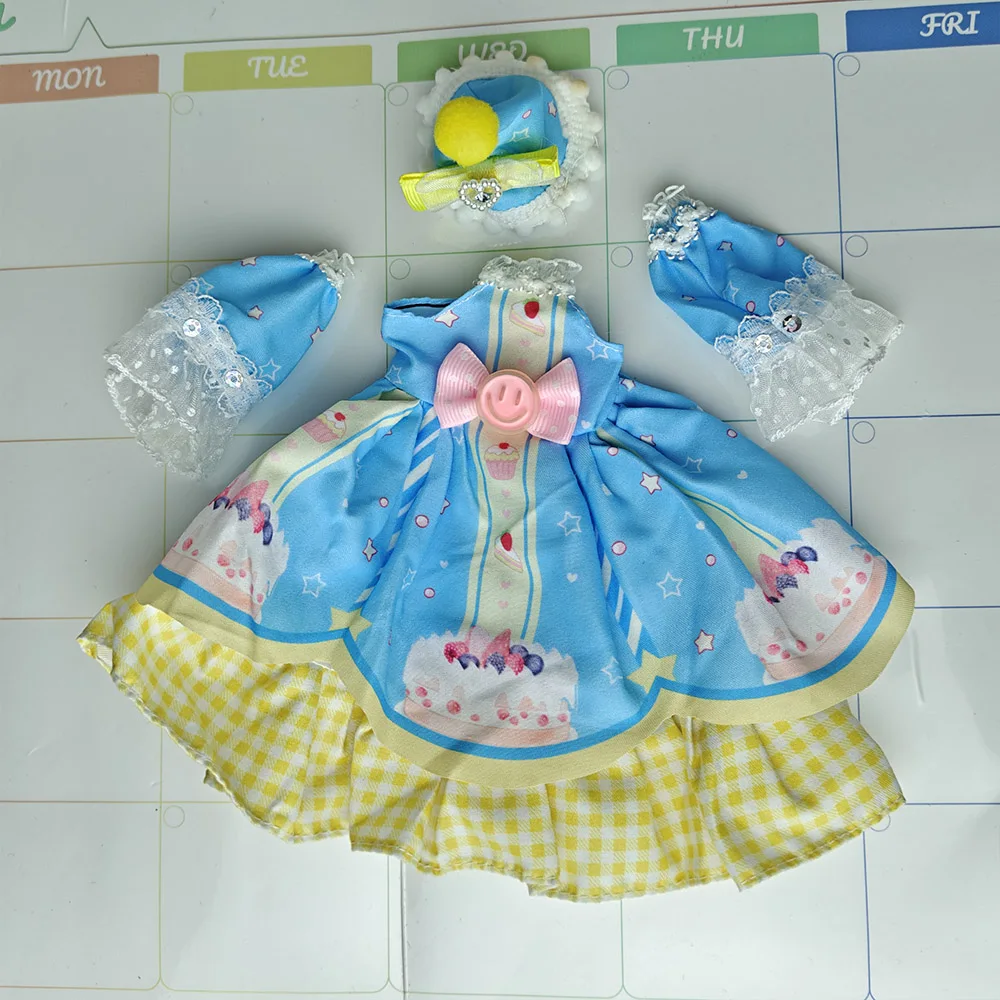 1/6 Bjd DOLL Clothes 30cm Toys Accessories New Style Wear Plaid Skirt Fashion Dress Up With Headwear For Girl Princess Dress