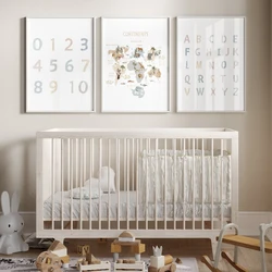 Alphabet Number Nursery Kids Education Canvas Painting Animal Color Shape Learning Prints Wall Art Nordic Poster Baby Room Decor