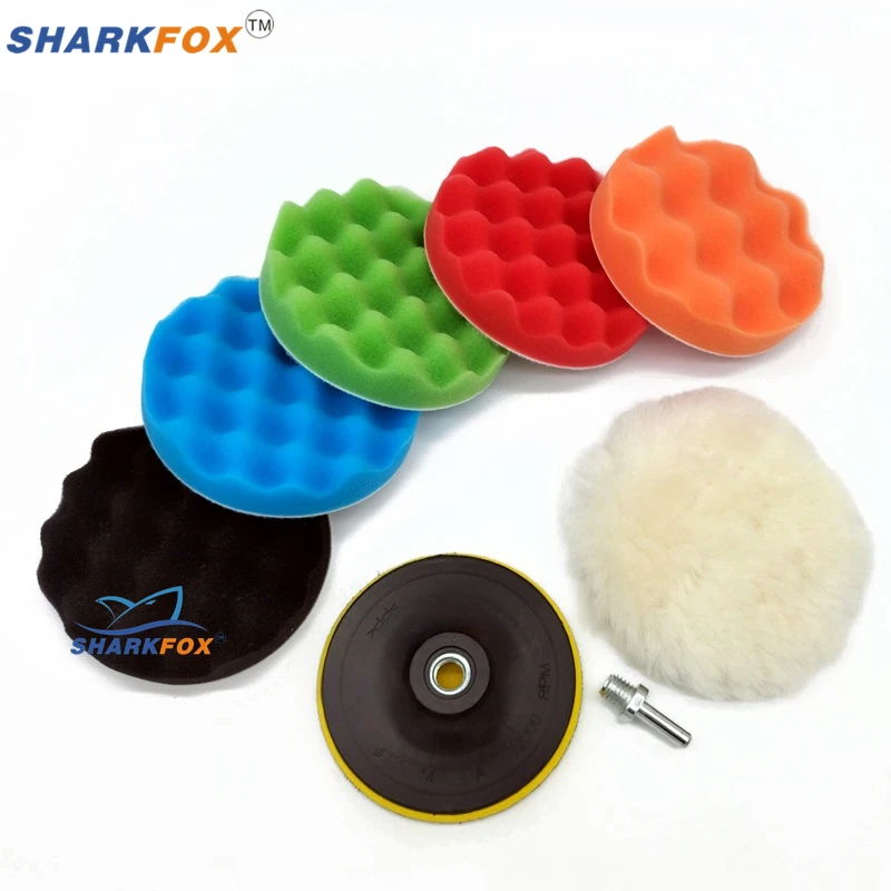 Sharkfox 3-7 inch Car Polishing Pad Sponge Buffing Waxing Clean Polish Buffer Drill Wheel Polisher Removes Scratches Car Repair