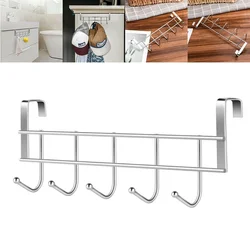 Storage Hooks Over The Door 5 Hooks Clothes Coat Hat Towel Hanger Home Organizer Rack Bathroom Kitchen-Accessories Holders