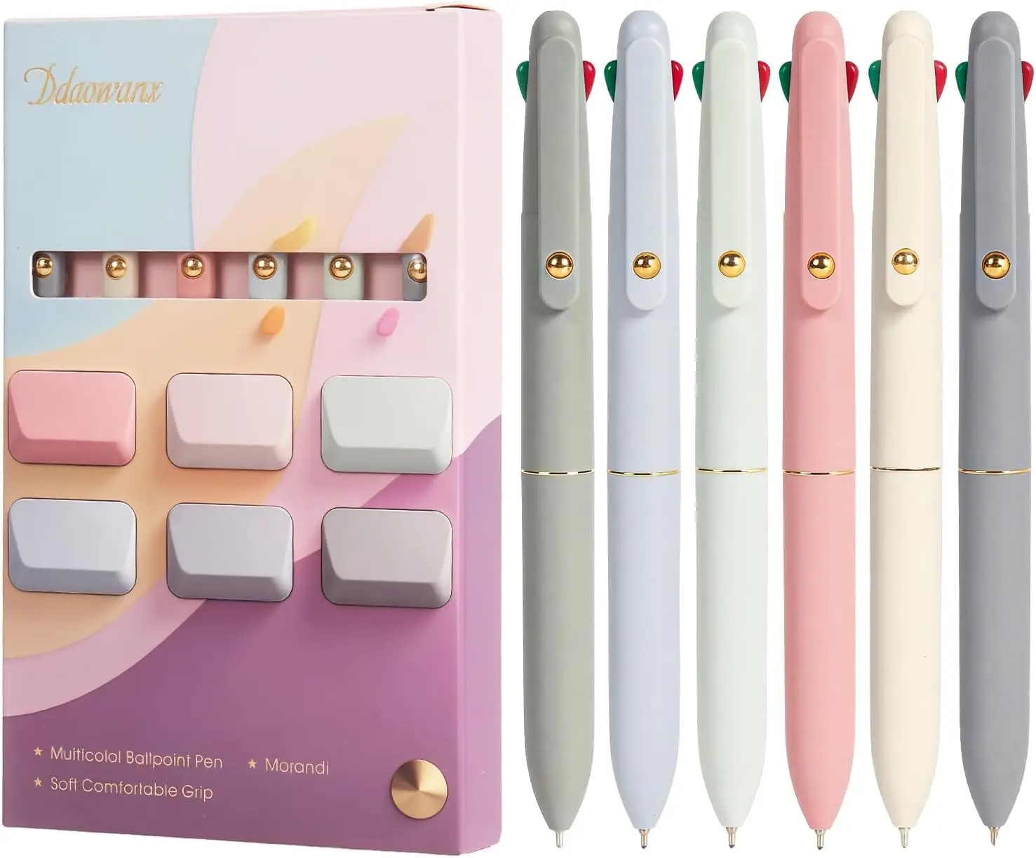 

4-in-1 Multicolor Ballpoint Pen, 0.5mm Fine Point for Smooth Writing, Nurse Accessories and Gifts for Teen Girls, 6-Count