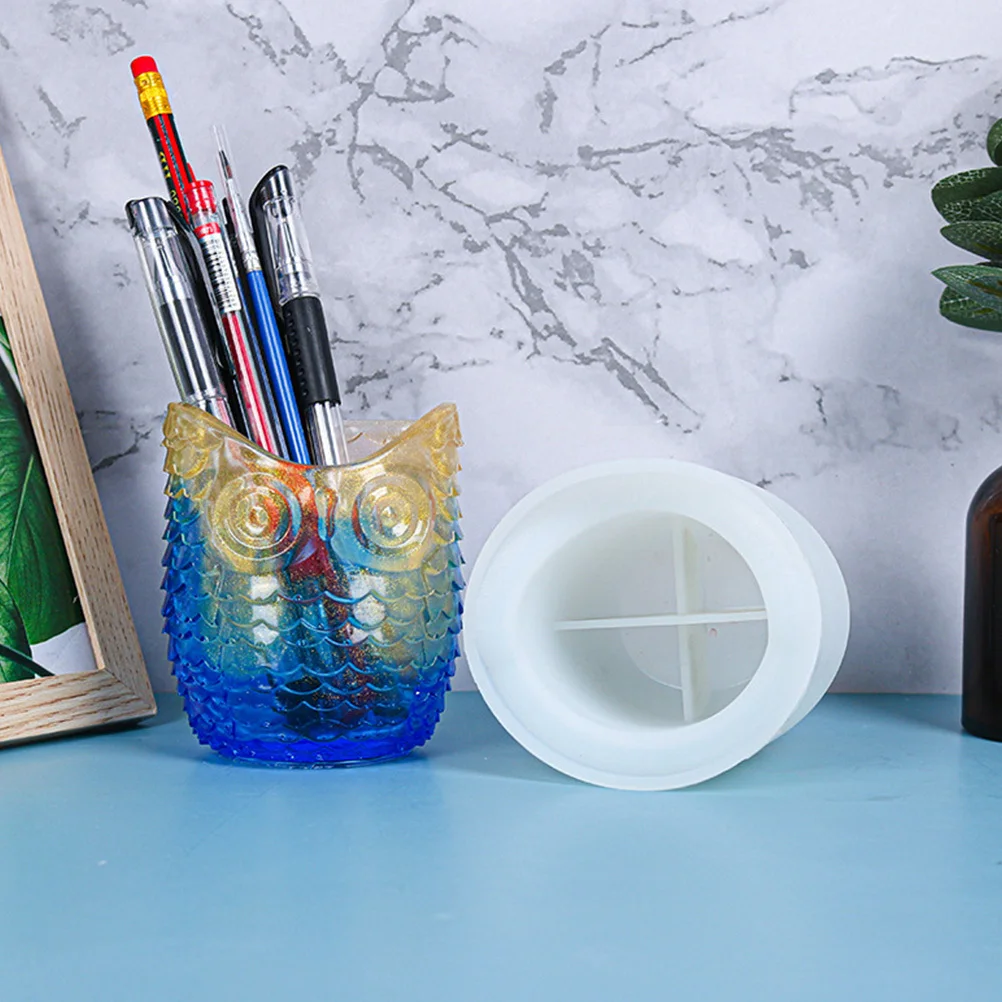 

1Pcs Owl Pen Holder Mold DIY Personalized Epoxy Resin Mold Creative Storage Box Makeup Brush Holder Desktop Organizer