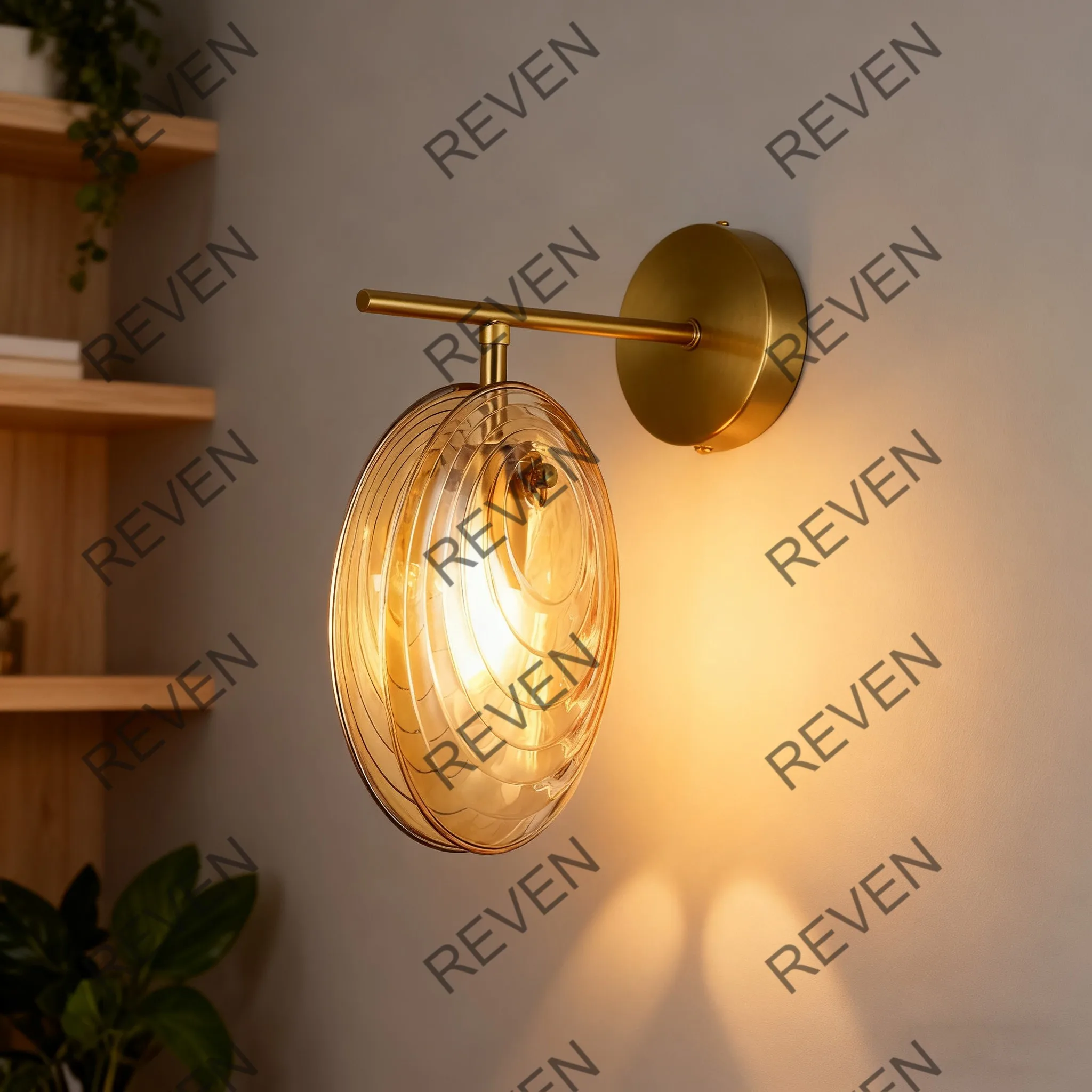 REVEN Lampadario moderno di lusso Lustre Lampada da parete in vetro dorato Lampada a sospensione dimmerabile per soggiorno Hotel Villa Decorazione d'interni