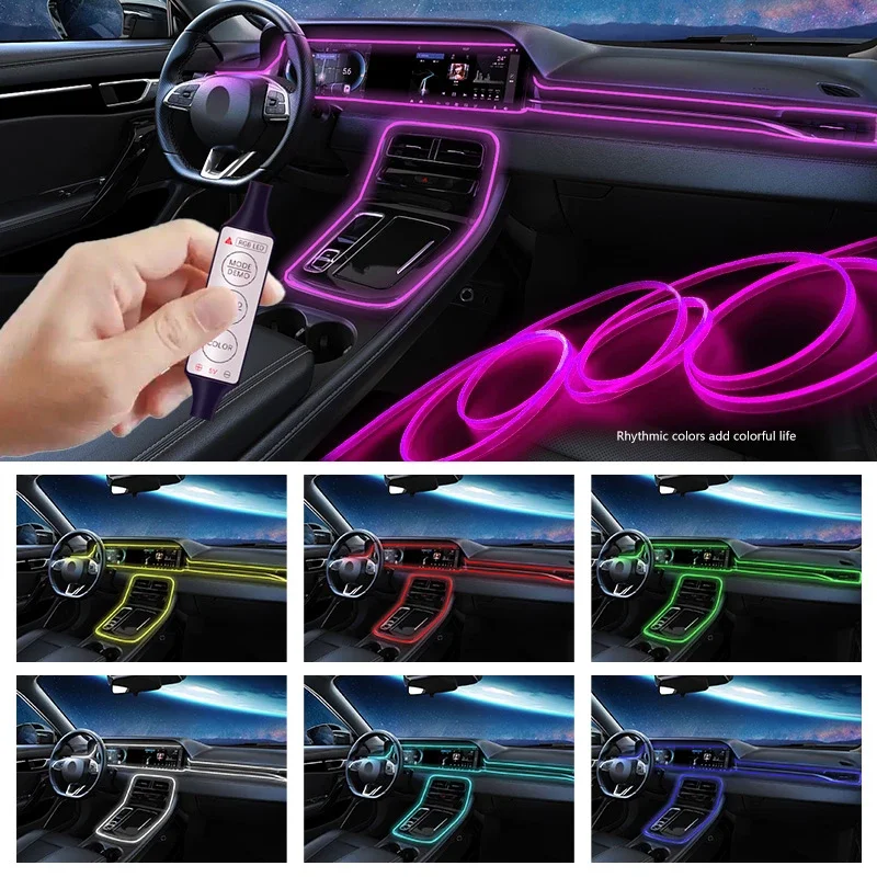 1/2/3/4/5M RGB Led Strip Car Interior Neon Decorations Atmosphere Lights Multiple Mode DIY Dashboard Ambient USB EL Wiring Lamps