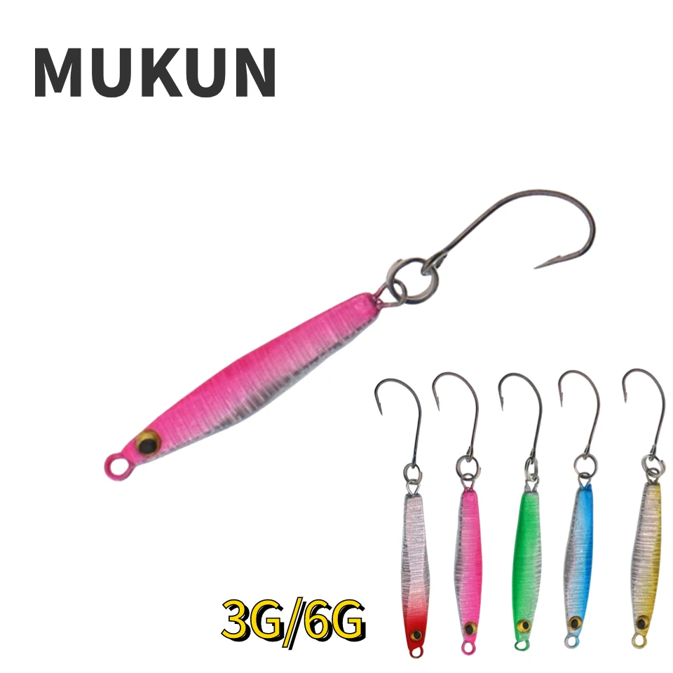 

1Pcs Metal Jigging Fishing Lure with single Hook 3g 6g Mini Jig Hard Bait Spoon Lure Fishing Tackle