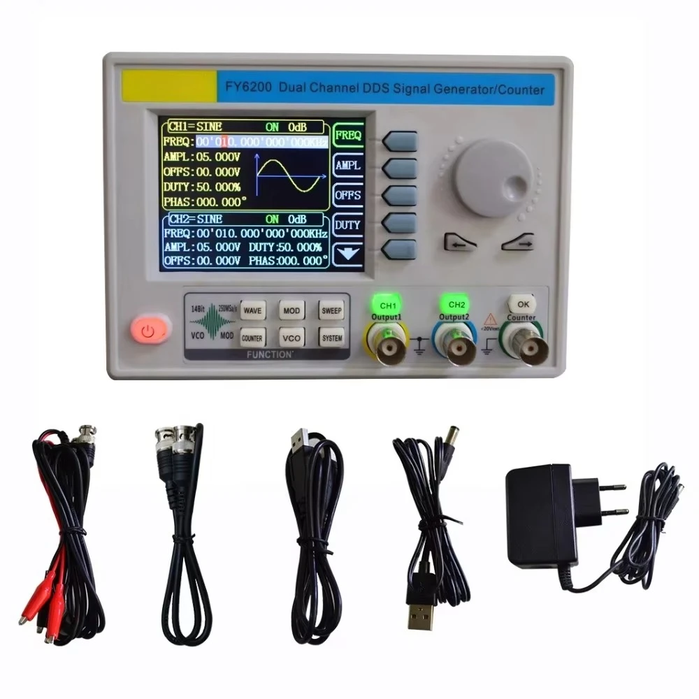 Latest FY6200-20M Dual Channel Function Arbitrary Waveform DDS signal Generator