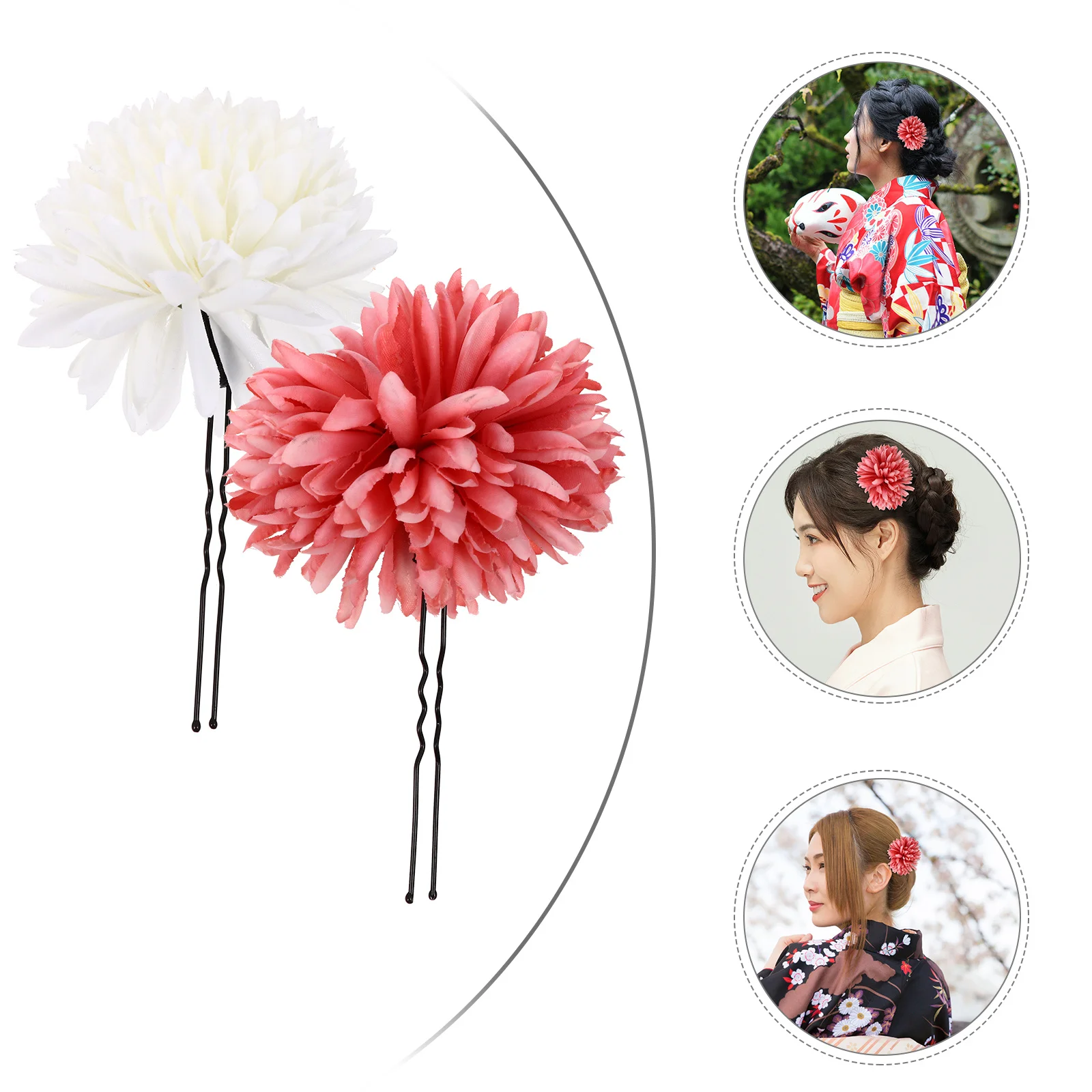 

1Set Kimono Female Headdress Chrysanthemum Flower Durable Hair Accessory Creative Hair Ornament for Women