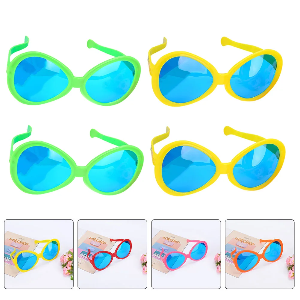 

4Pcs Decorative Party Sunglasses Oversized Funny Plastic Sunglasses Colorful Portable Sun Protection Fashion Accessory Unisex