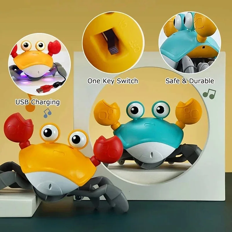 Crabe d'évasion à Induction, Rechargeable, Musical, électrique, pour animaux de compagnie, jouets interactifs électroniques pour enfants, éducatif, apprendre à grimper
