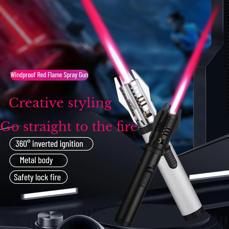 

Planet Lightsaber Spray Gun Personalized Windproof Red Flame Inflatable Cigar Lighter Home Kitchen Outdoor BBQ Camping Ignifier