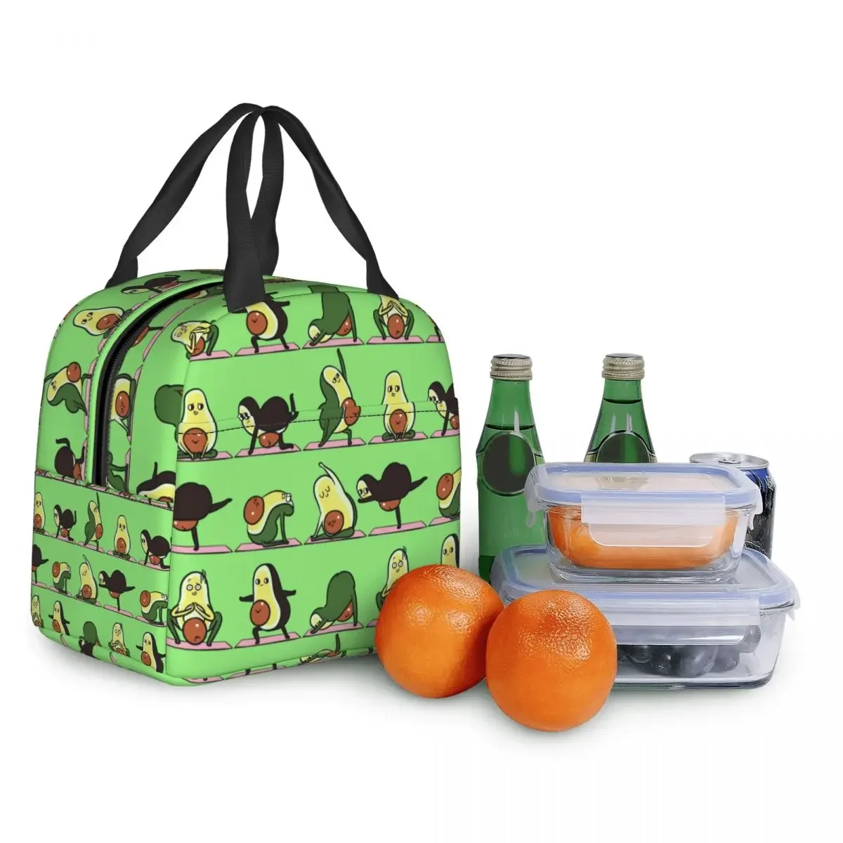 Funny Fruit Vegan Avocado Yoga Lunch Bag for Women Resuable Insulated Thermal Cooler Food Lunch Box School Work Picnic Bags