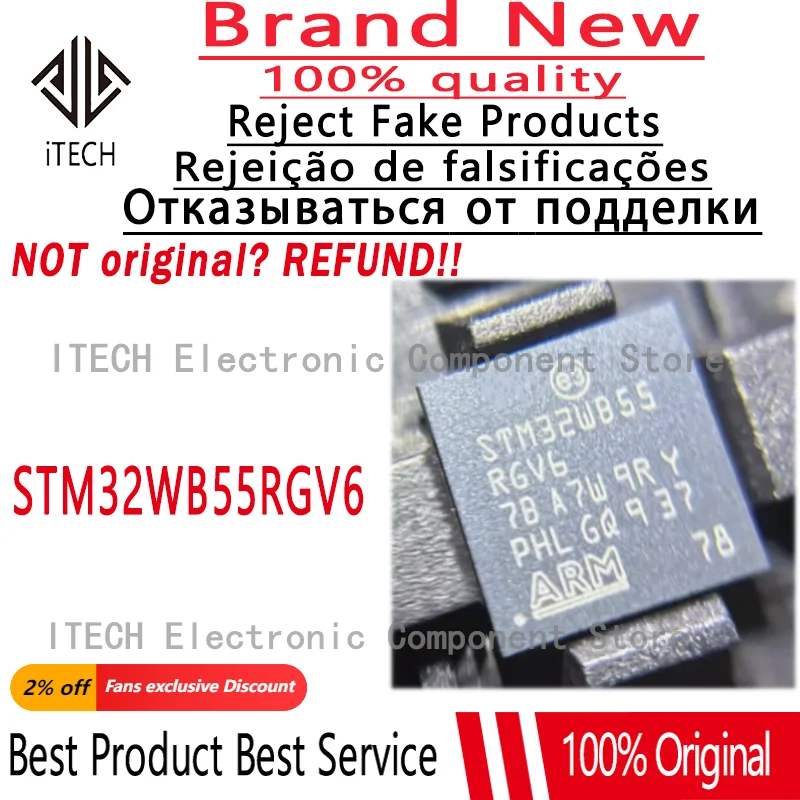 

(10-100)pcs/lot Original STM32WB55 STM32WB55RGV6 Genuine and New In Stock QFN68