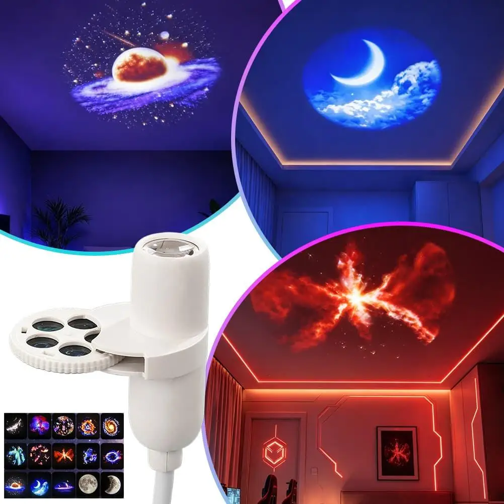 Creative USB LED Night Light 360° Angle Adjustable Multiple Galaxy Starry Sky Projection Light Home Bedroom Car Atmosphere Light