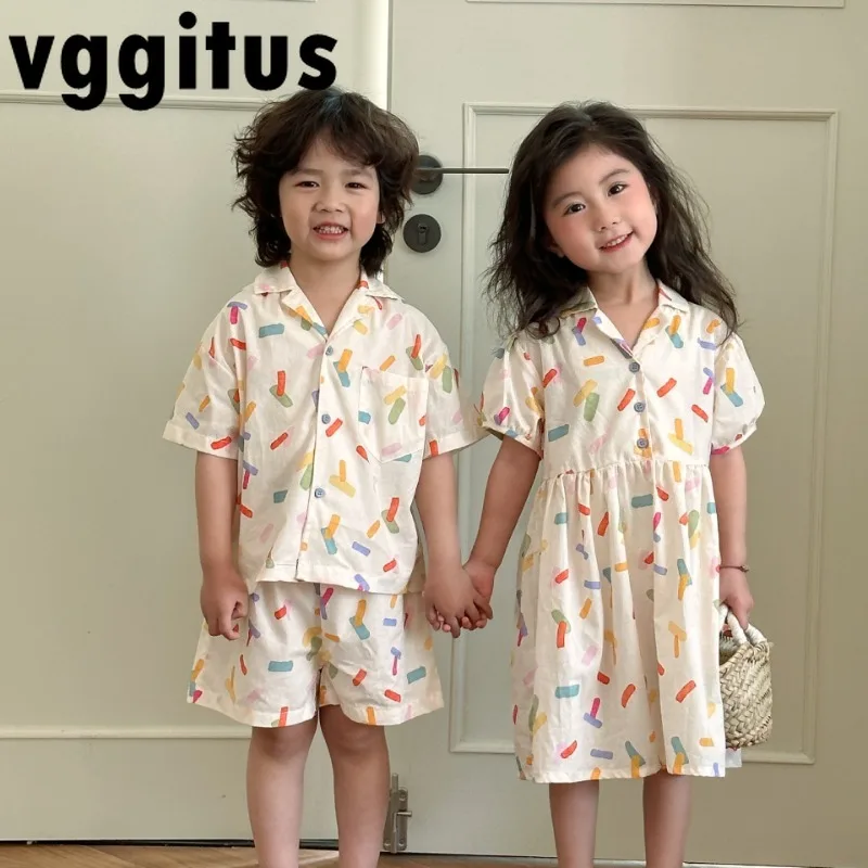 

Новинка 2023 года, летняя одинаковая одежда для брата и сестры, комплекты в отпускном стиле для мальчиков/повседневное платье с короткими рукавами для девочек от 1 до 10 лет, H0388