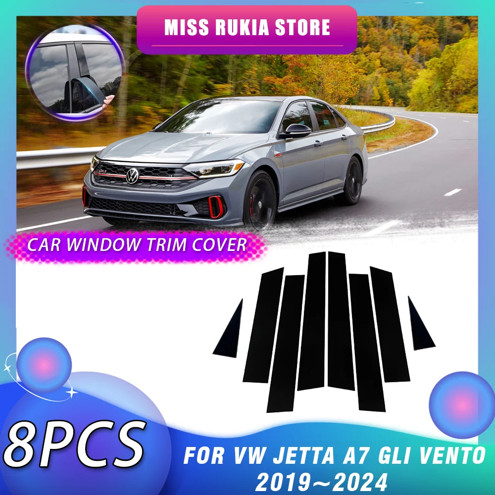 Car Window Trim Cover for Volkswagen VW Jetta A7 GLI Vento 2019~2024 Molding C Column Pillar Posts Door Sticker Decal Accessorie