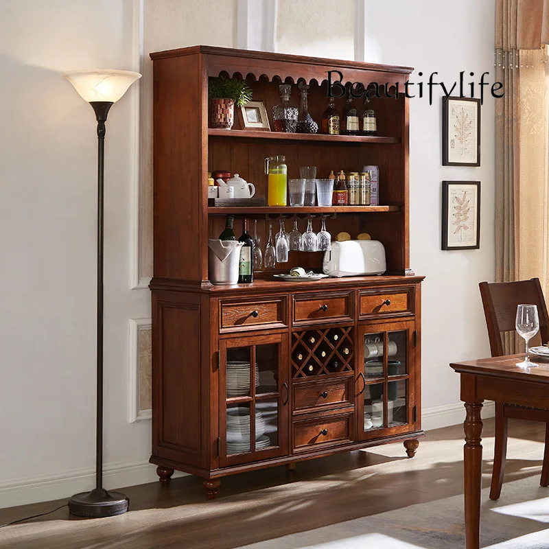 

Solid Wood Buffet Cabinet Kitchen Sideboard Coffee Bar Table Dinning Wine Rack Hotel Furniture Farmhouse Cupboard