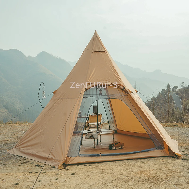 Outdoor pyramid tent Exquisite camping equipment 4-6 people large space portable easy to build folding storage