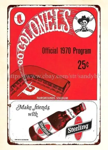1970 baseball Louisville Colonels vs Columbus Jets Program metal tin sign sign