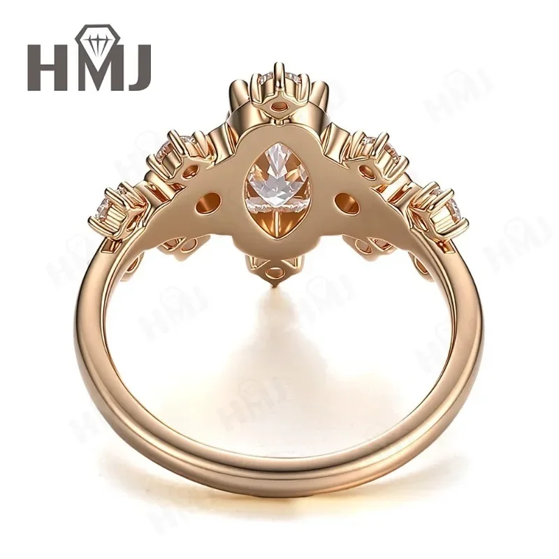 Moissanit-Ringe im Marquise-Schliff, Champagner-D-Farbe, 925er Sterlingsilber für Damen, Hochzeit, Party, Schmuck, Premium-Geschenke, hohe Qualität – Detail 4