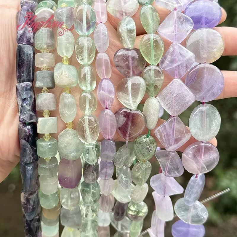 Natural Fluorite Multicolor Mixed Shape Bead Loose Stone Beads For DIY Necklace Bracelat Earring Rings Jewelry Making 15\