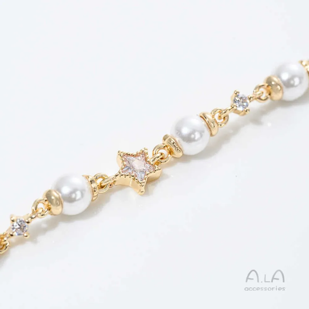 1 قطعة السحر النحاس 14K الذهب اللون الخماسي برأسين حبة حامل موصل DIY بها بنفسك اليدوية لزجة اللؤلؤ مجوهرات اكسسوارات