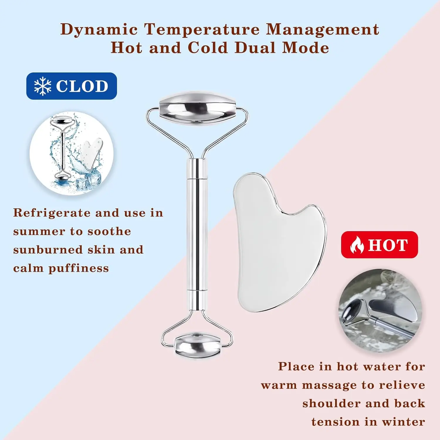 304 مجموعة الأسطوانة غير القابل للصدأ للوجه والرقبة والعين أداة تدليك الوجه الرعاية الصحية كشط مجلس العضلات أدوات العناية بالبشرة الجمال