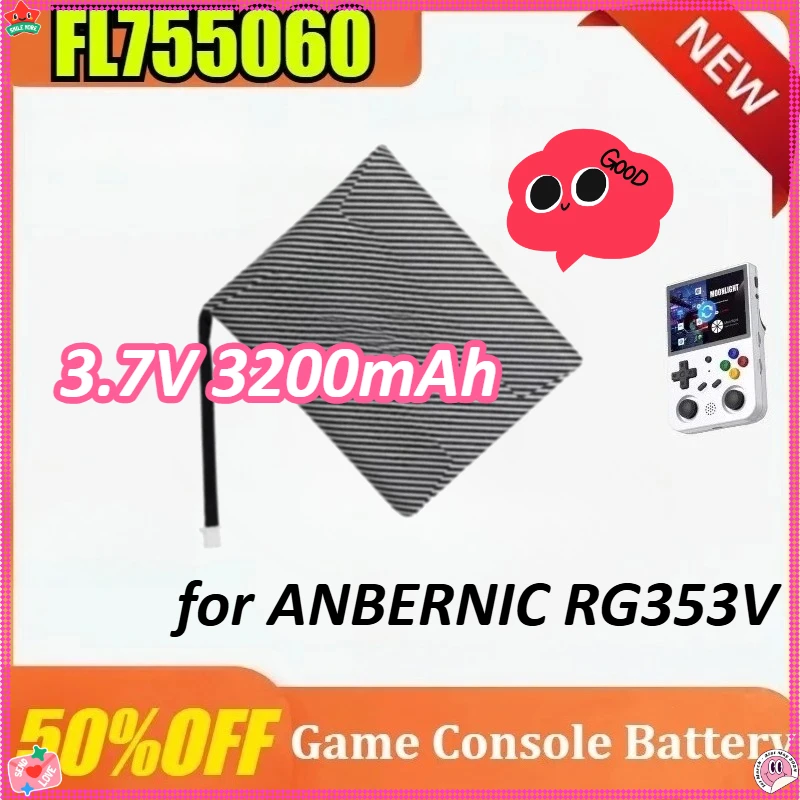 

New FL755080 3.7V 3200mAh Battery for ANBERNIC RG353V RG 353V Horizontal Handheld Game Console PSP Battery