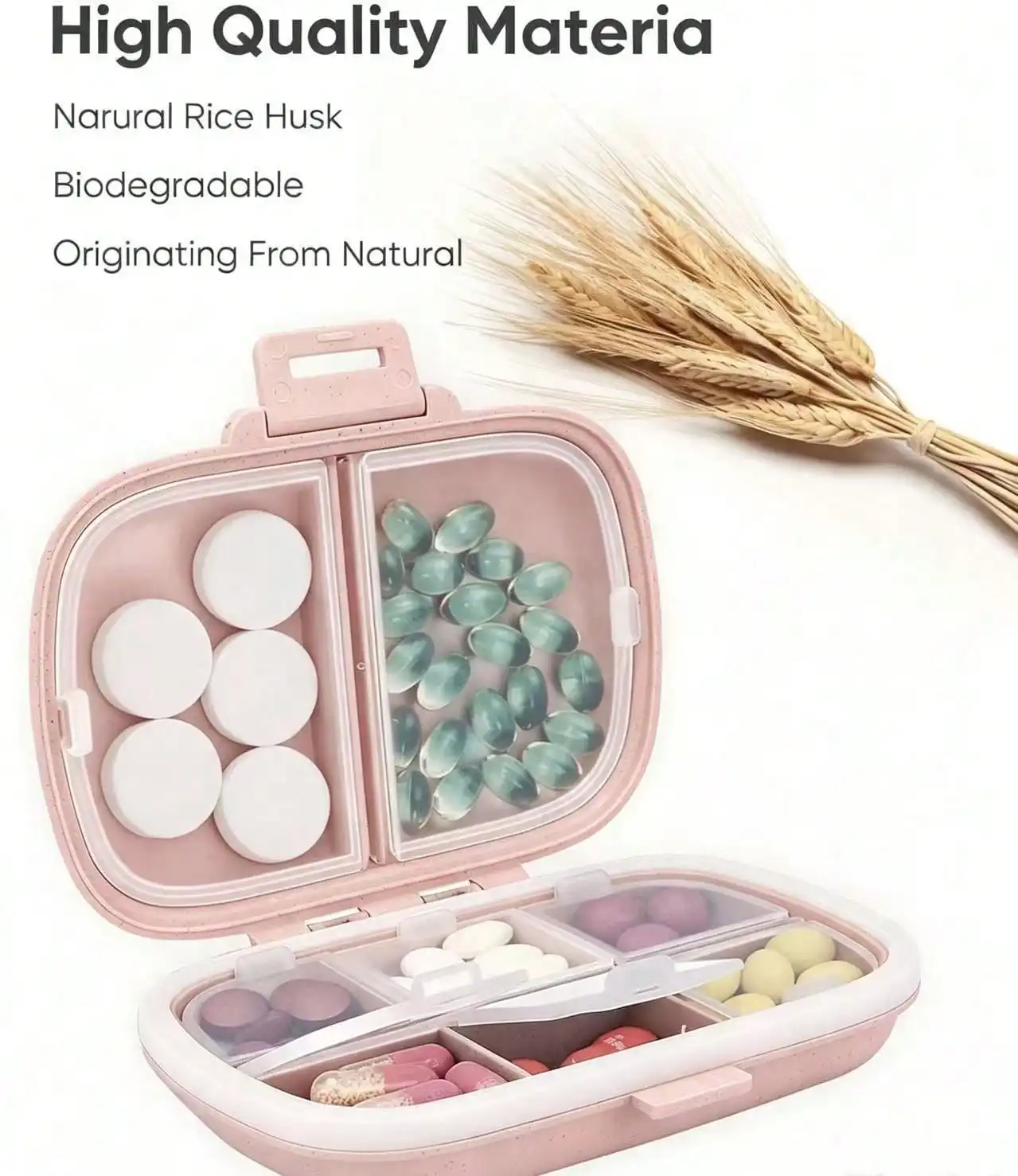 8-Compartment Portable Medicine Box mini Portable Medicine Storage Box Can Store Vitamin Storage Box