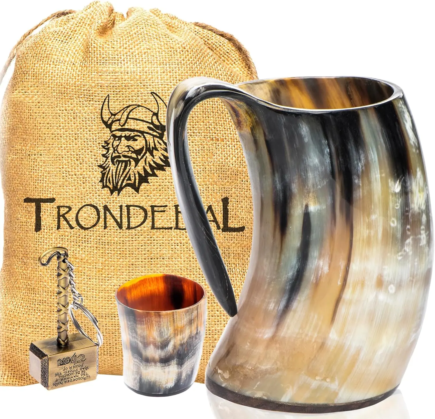 

Handcrafted Natural Ox Horn Mug, 15-20 Oz Unique Gift for Men, Beer and Whiskey Drinking Cup