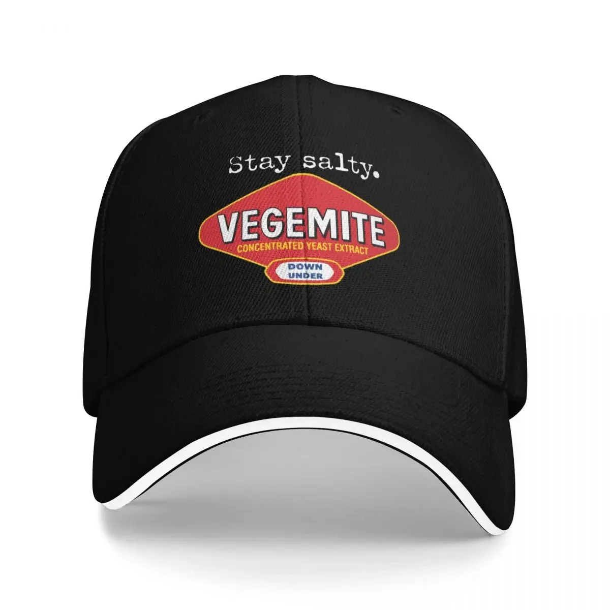 Stay Salty Vegemite - white text Baseball Cap luxury caps fashionable hiking hat Mens Hats Women's