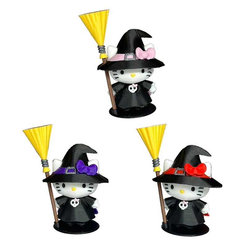 الساحرة مرحبا كيتي تمثال Kawaii أنيمي الشكل جمع نموذج الحلي ثلاثية الأبعاد مطبوعة سطح المكتب الصغيرة المنحوتات هالوين ديكور هدية