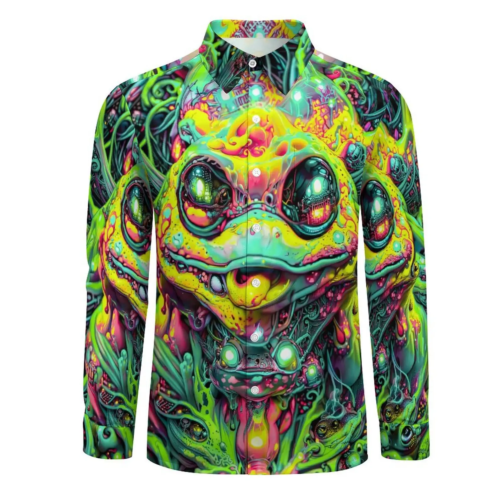 New Style Men's Fashion Shirt Hooworkshops Eye Catching Classic Cabin Terror Murder Figure Print Hawaiian Long Sleeved Shirts