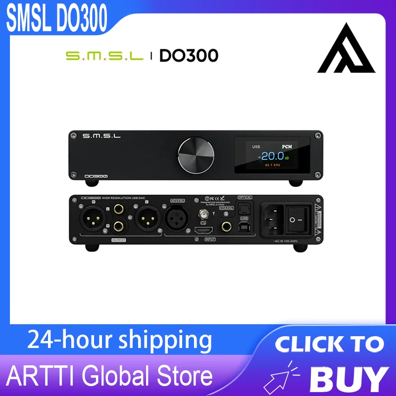 SMSL DO300 오디오 DAC ES9039MSPRO MQA CD XMOS XU316 DSD512, 블루투스 LDAC XLR I2S 디코더, 리모컨 D0300 포함, 32 비트 768kHz