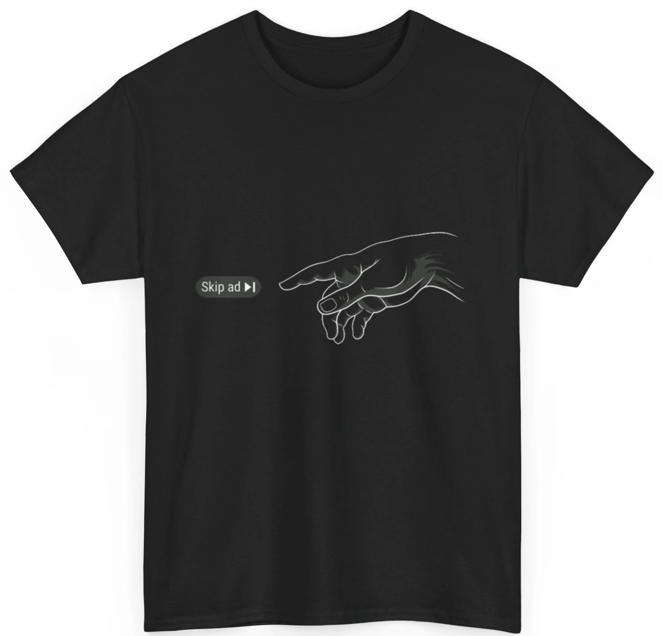 تي شيرت International Skip Ad Creation of Adam تي شيرت Art Meme جرافيك تي شيرت قطني لعشاق الاتجاه العالمي والملابس غير الرسمية