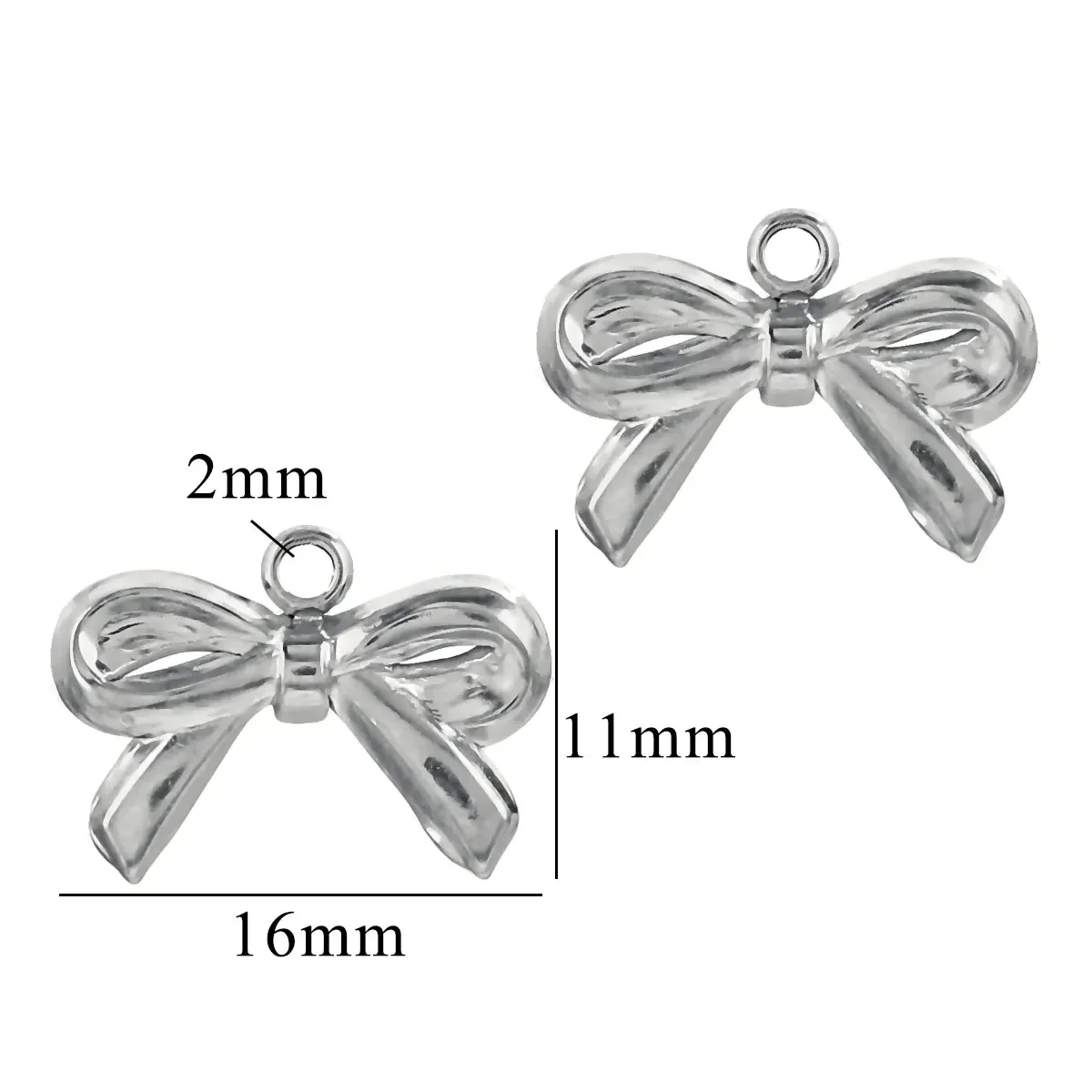 5pcs Stainless Steel Bow Waterproof Gold Charm