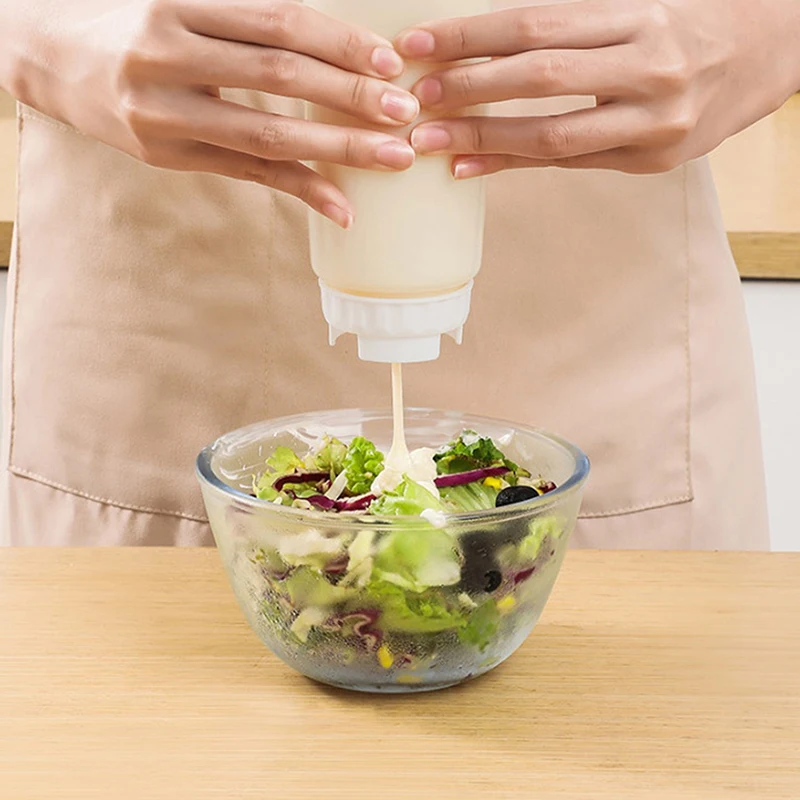 500 مللي موزع الصلصة سعة كبيرة مزدوجة رئيس زجاحة ضغط زجاجة زيت زيتون موزع زجاجة تخزين أواني المطبخ #4