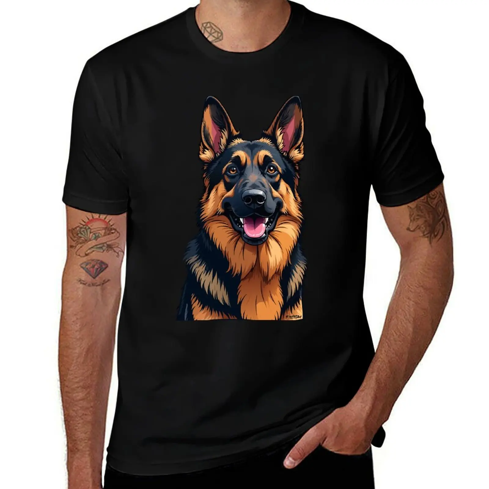 

Loyal German Shepherd Dog Portrait T-Shirt summer clothes luxury designer oversized t shirt man t shirt mens white t shirts