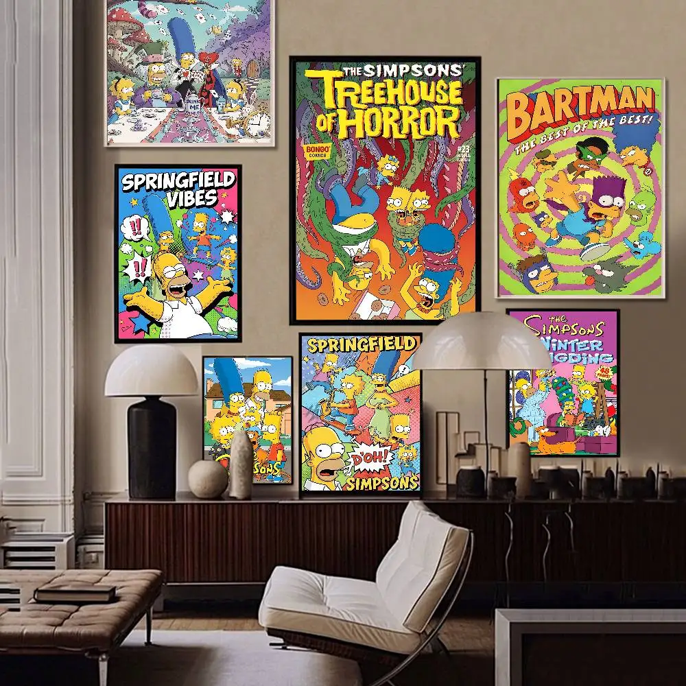 Animation T-The S-Simpsons Classic Vintage Posters HD Quality Wall Art Retro Posters for Home Room Wall Decor